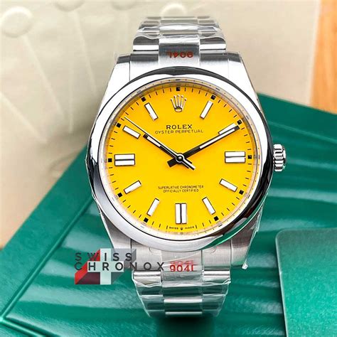 orange dial rolex|rolex oyster perpetual yellow 41.